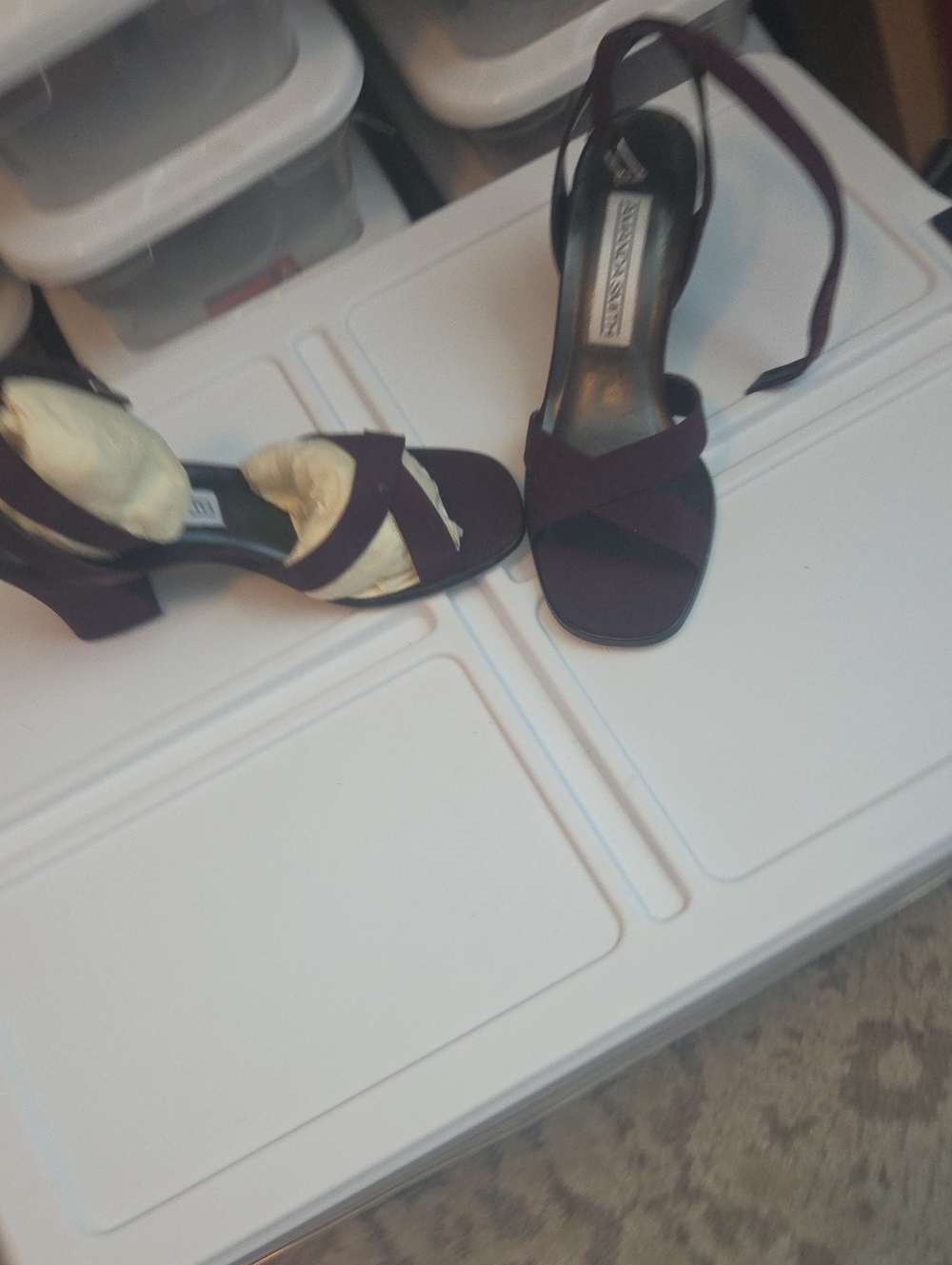 Windsor Smith Deep Purple Crisscross Block Heel Sandals